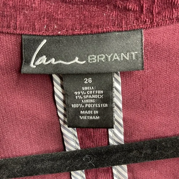 Lane Bryant Women's Velvet Velour Maroon Blazer Jacket Size 26 Dark Academia - Picture 6 of 9